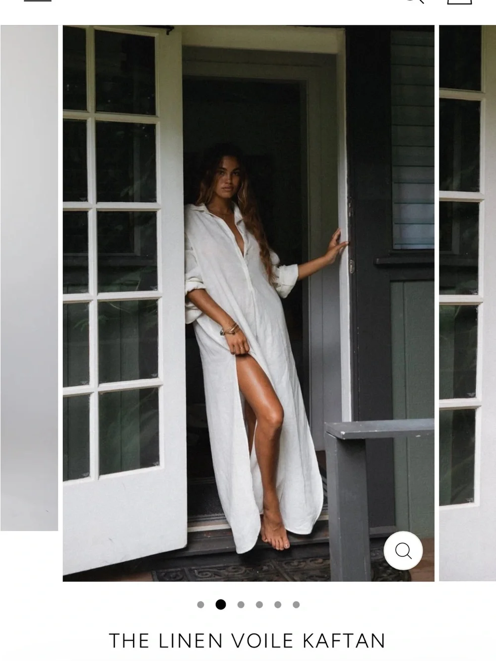 The Linen Voile Kaftan Dress - Baby Blue - Picture 3 of 7